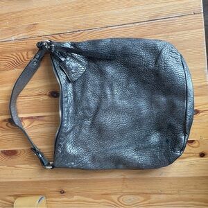 Silver Leather Shoulder Bag
